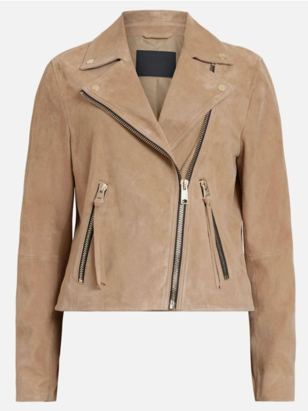 AllSaints Women's Suede Dalby Biker Jacket in Stone Sz 10 - NWT!!